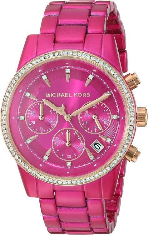 michael kors watches pink and black|hot pink michael kors watch.